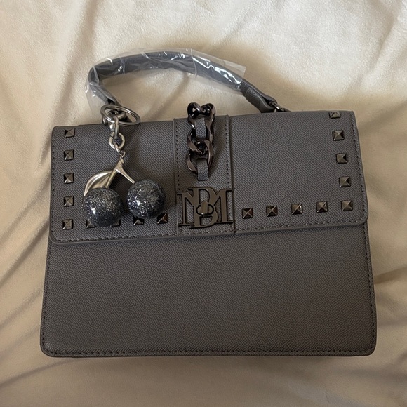 Badgley Mischka Gray Satchel with Chain Detail - Picture 1 of 7